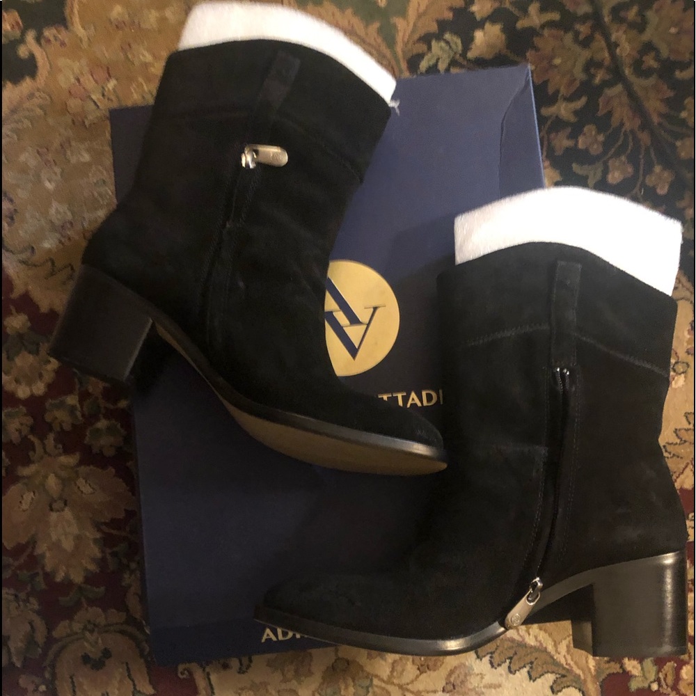 Adrienne Vittadini Fonzie Black Suede Ankle Boot